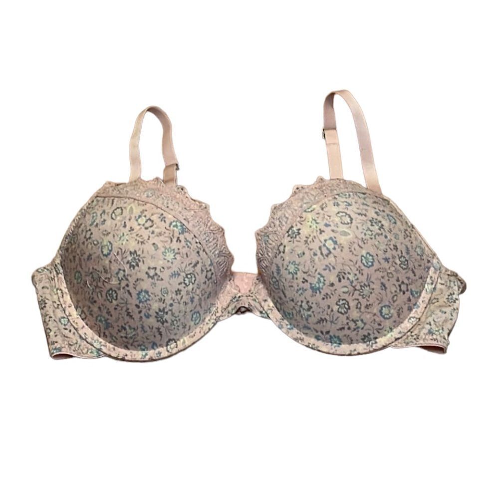 34C Lucky Brand Peach Floral push-up Bra, calico, underwire 34C